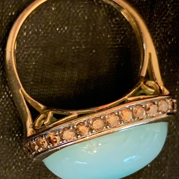 SOLD     14k Chancedony Brown Diamonds Ring - Picture 4 of 6